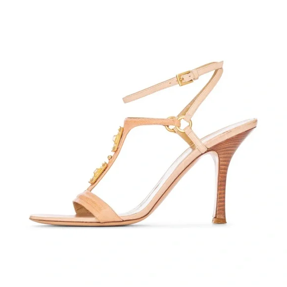 Valentino Jewel Detail Nude T-Strap Sandals Size 39.5 - Picture 3 of 6